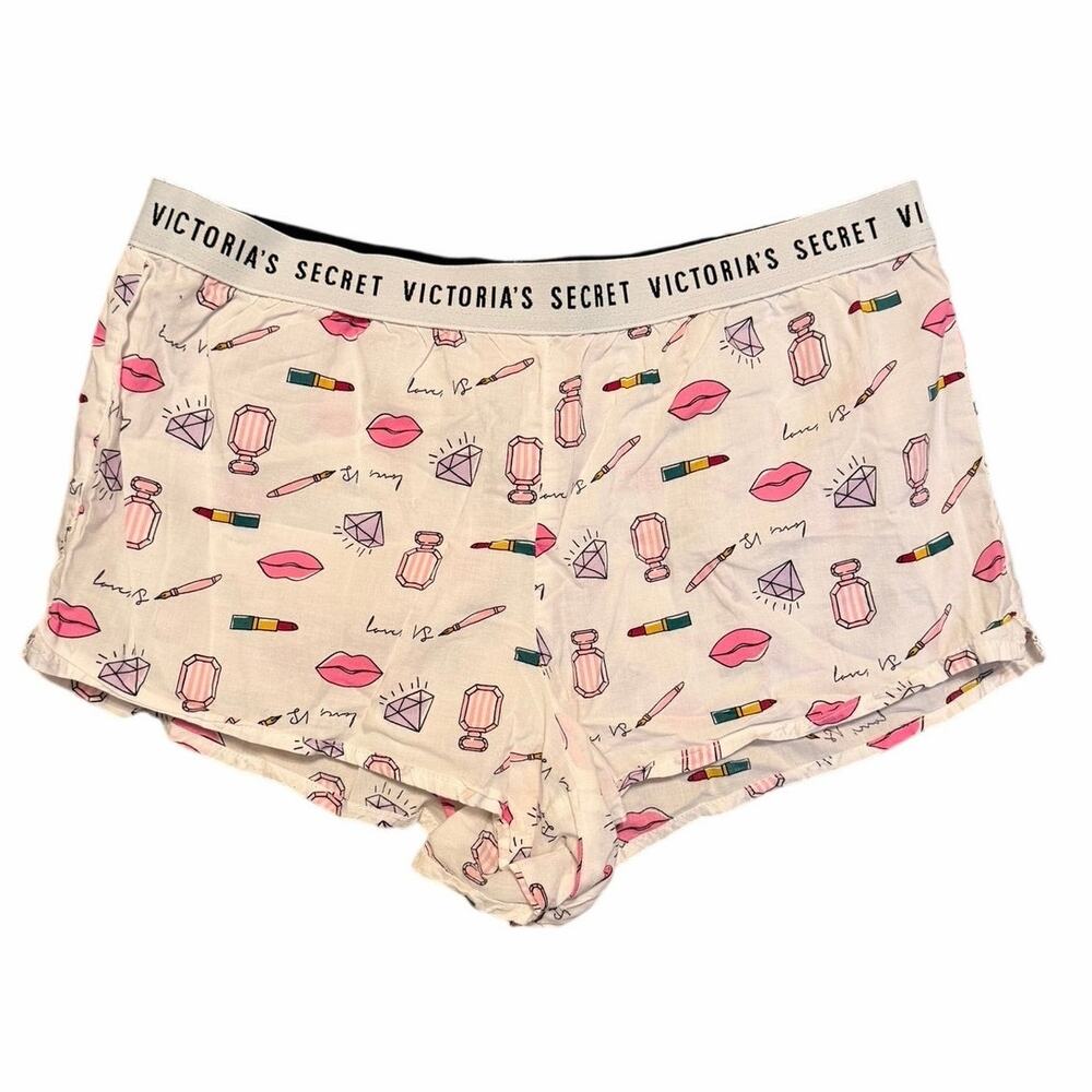Victoriaβs Secret Logo Waistband Makeup Print Sleep Shorts β Small